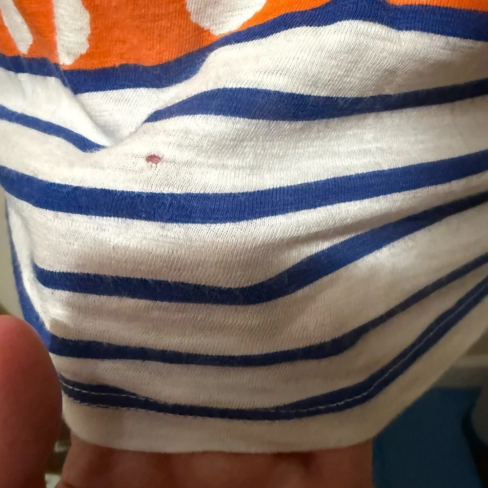 Talbots | Orange and Blue Short Sleeve Tee with Pineapples